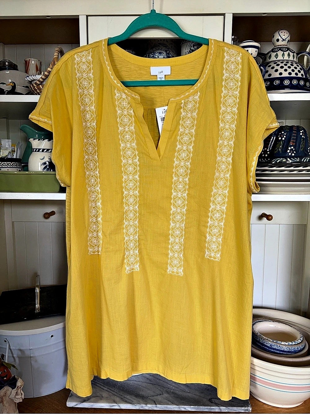 J.Jill Pomelo Tunic Top Embroidered Tunic in Yellow Size 2X NWT